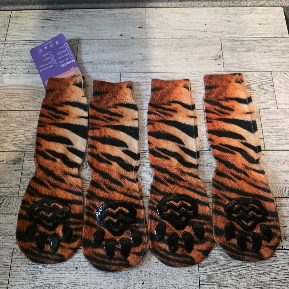 Tiger Stripe Dog Socks - Orange and Black